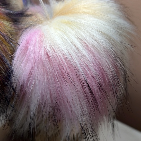 Fox Fur Pom Pom-3 colors 5”x5” extra large gorgeous poms for HANDBAG CHARMS - Picture 8 of 15